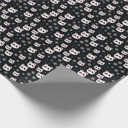 Schneeflocken und Panda Weihnachten Geschenkpapier (Ecke)