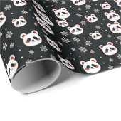 Schneeflocken und Panda Weihnachten Geschenkpapier (Rolleneckpunkt)