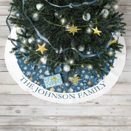 Schneeflocken und Personalisierte Wasserelemente Polyester Weihnachtsbaumdecke