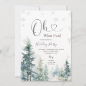 Schneeflocken und Pine Trees Grüne Feiertage Party Einladung (Vorderseite)