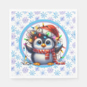 Schneeflocken und Pinguine Serviette (Vorderseite)