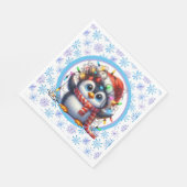 Schneeflocken und Pinguine Serviette (Ecke)