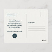 Schneeflocken und Pinien | Rustikale Feiertagsgrüß Postkarte (Rückseite)