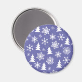 Schneeflocken und Pinienbäume Muster Magnet (Vorderseite/Rückseite)