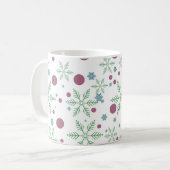Schneeflocken und Punkte Weihnachtsmuster Kaffeetasse (Vorderseite Links)