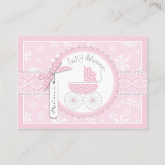 Schneeflocken und Raffelschein für Babytragetasche Begleitkarte (Rückseite)