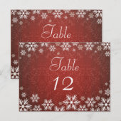 Schneeflocken und Red Damask Hochzeit Postkarte (Vorne/Hinten)