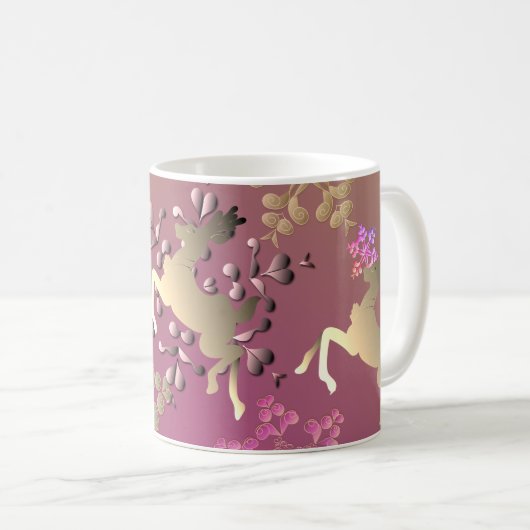 Schneeflocken und Rentiere Kaffeetasse (VorderseiteRechts)
