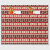 Schneeflocken und Rentierpapier Geschenkpapier (Flach)