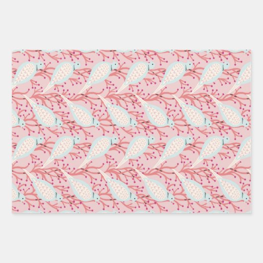 Schneeflocken und Schildkrötentauben Weihnachtsgeb Geschenkpapier Set (Vorderseite 3)