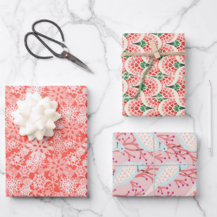 Schneeflocken und Schildkrötentauben Weihnachtsgeb Geschenkpapier Set