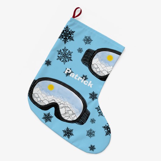 Schneeflocken und Schneeflocken Großer Weihnachtsstrumpf (Vorderansicht (hängend))