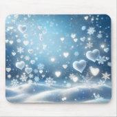 Schneeflocken und Schneeherzen am Winterhimmel Mousepad (Vorne)