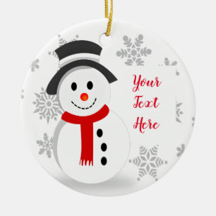 Schneeflocken und Schneemann Weihnachtsbaumschmuck Keramik Ornament