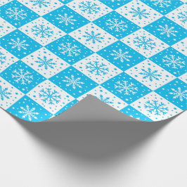 Schneeflocken- und Schneepattern (blau) Geschenkpapier