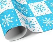 Schneeflocken- und Schneepattern (blau) Geschenkpapier (Rolleneckpunkt)