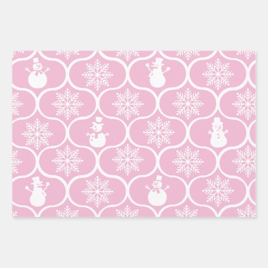 Schneeflocken und Snowmen Geschenkpapier Set (Vorderseite 2)