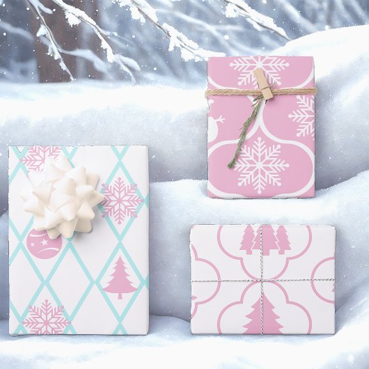 Schneeflocken und Snowmen Geschenkpapier Set