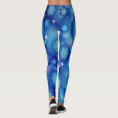 Schneeflocken und Sterne auf Winter Blue Leggings (Rückseite)