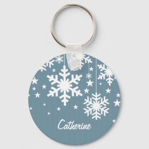 Schneeflocken und Sterne Schlüsselanhänger, blau Schlüsselanhänger