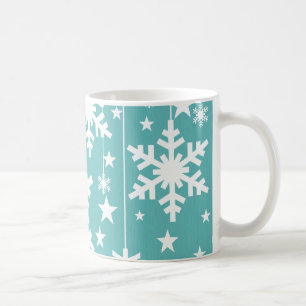 Schneeflocken und Sterne Tasse, Aqua Kaffeetasse