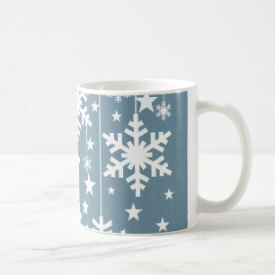 Schneeflocken und Sterne Tasse, blau Kaffeetasse