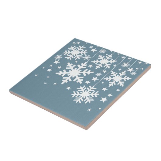 Schneeflocken und Sterne, Tile, Blau Fliese (Seite)