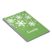 Schneeflocken und Sternen-Notebook, grün Notizblock (Rechte Seite)