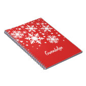 Schneeflocken und Sternen-Notebook, rot Notizblock (Rechte Seite)