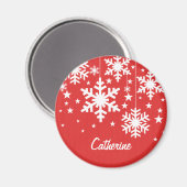 Schneeflocken und Sternenmagnet, rot Magnet (Vorderseite/Rückseite)