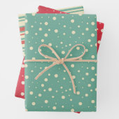 Schneeflocken und Streifen Geschenkpapier Set (Beispiel)