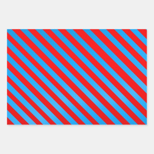 Schneeflocken und Streifen Rot und Blau Weihnachte Geschenkpapier Set (Vorderseite 3)