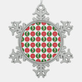 Schneeflocken und Strümpfe Zinn-Ornament (Vorderseite)