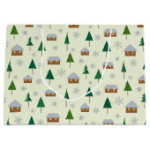 Schneeflocken und Tannenbäume Große Geschenktüte (Vorderseite)