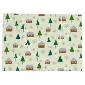 Schneeflocken und Tannenbäume Große Geschenktüte (Rückseite)