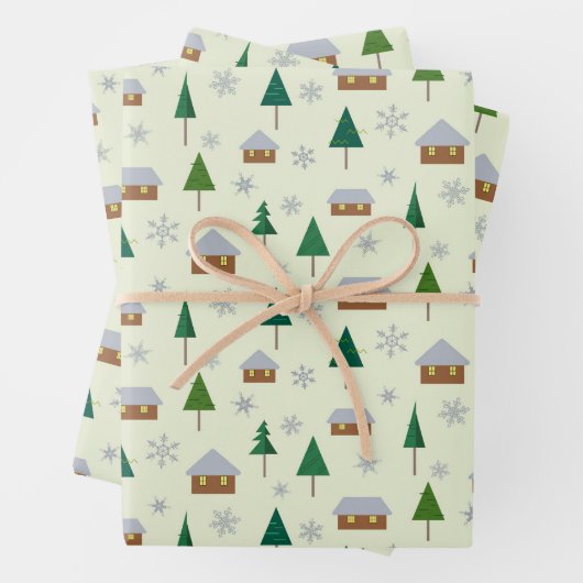 Schneeflocken und Tannenbäume, Papier (Beispiel)