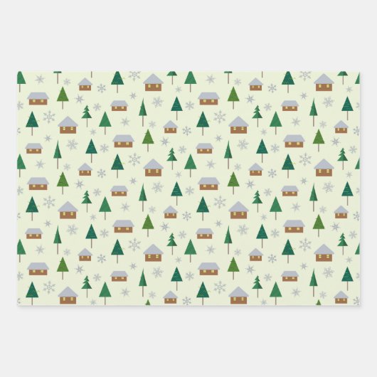 Schneeflocken und Tannenbäume, Papier (Vorderseite)