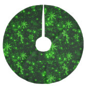 Schneeflocken und tiefgrünes Hintergrunderock-Rock Polyester Weihnachtsbaumdecke (Vorderseite)