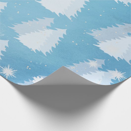 Schneeflocken und verschneite Bäume Umschlagpapier Geschenkpapier (Ecke)