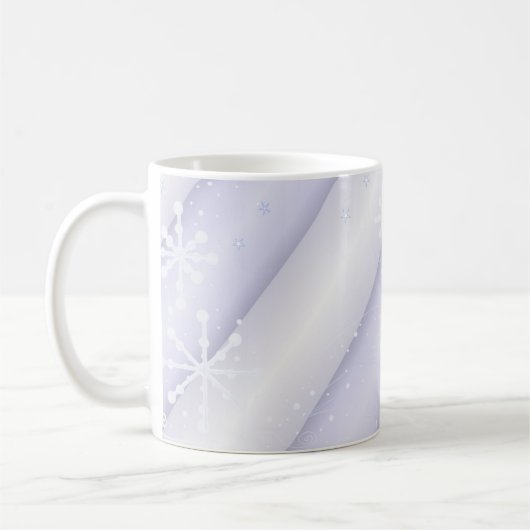 Schneeflocken und weiche Streifen Kaffeetasse (Links)