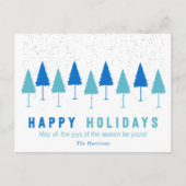 Schneeflocken und Weihnachtsbäume Weihnachtsfeiert Feiertagspostkarte (Vorderseite)