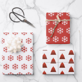 Schneeflocken und Weihnachtsbaummuster Geschenkpapier Set