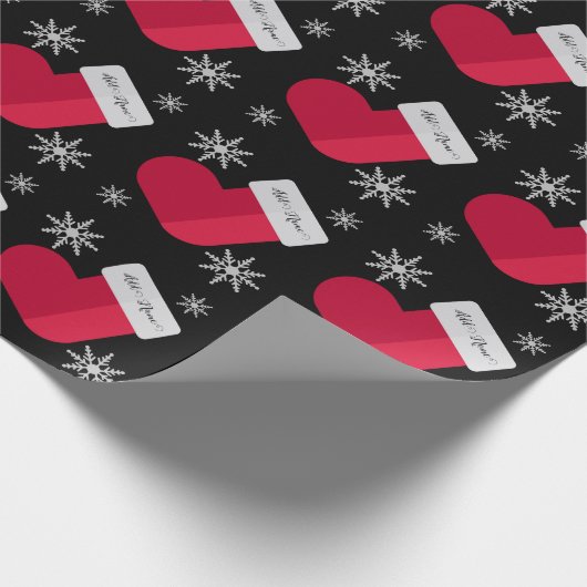 Schneeflocken und Weihnachtsgebäck Strumpf Name Wr Geschenkpapier (Ecke)