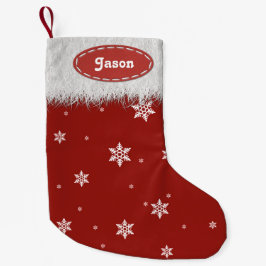 Schneeflocken und weißes Pelz - Weihnachtsfeiertag Kleiner Weihnachtsstrumpf