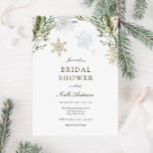 Schneeflocken und Winter Greenery Brautparty Einladung