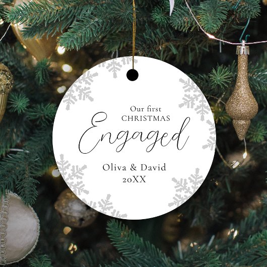 Schneeflocken Unsere erste Weihnachts-Verlobte Scr Ornament Aus Metall