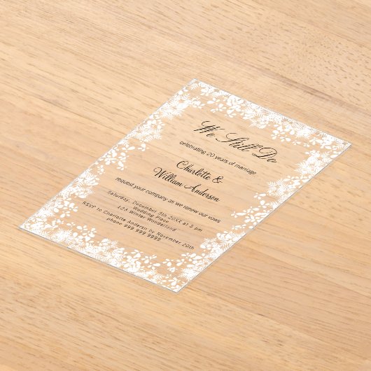 Schneeflocken - Verlängerung des Heiratsverspreche Acryleinladungen (Ablage )