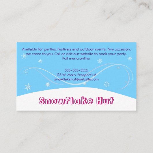 Schneeflocken Visitenkarte (Rückseite)