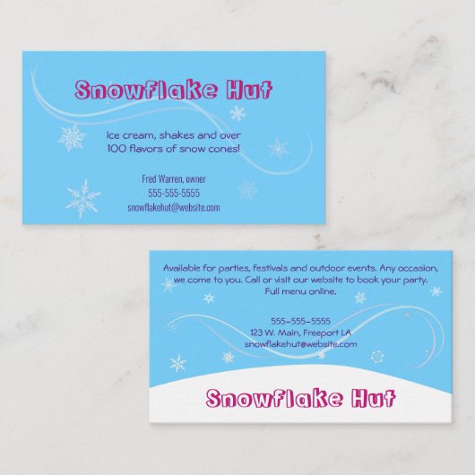 Schneeflocken Visitenkarte (Vorne/Hinten)