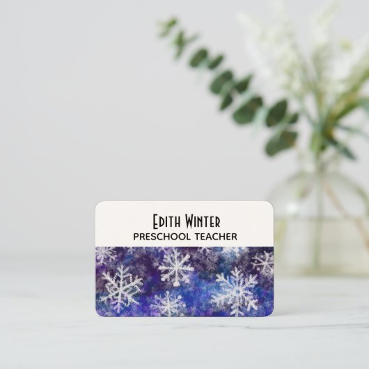 Schneeflocken Visitenkarte (Stehend Vorderseite)